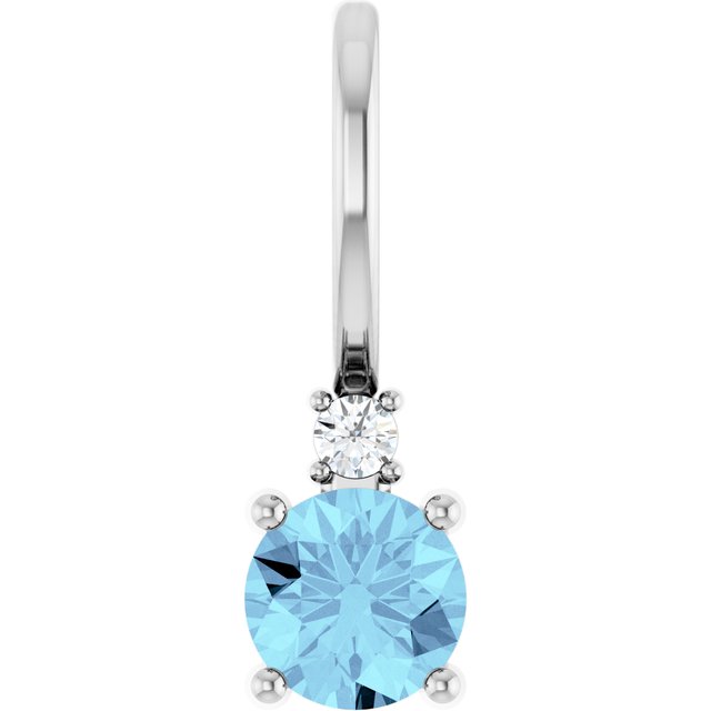 Natural Aquamarine and Diamond Charm Pendant in 14K Gold, Platinum & Sterling Silver