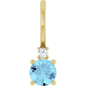 14K Gold Aquamarine and Diamond Charm Pendant