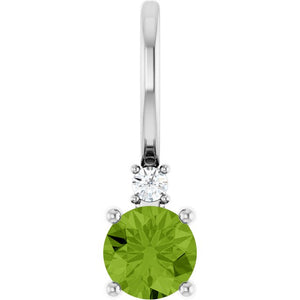 14K Gold Aquamarine and Diamond Charm Pendant
