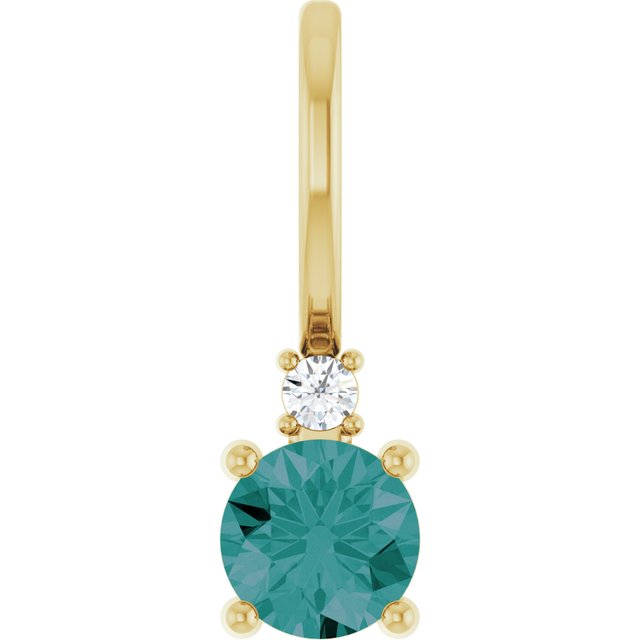 Natural Aquamarine and Diamond Charm Pendant in 14K Gold, Platinum & Sterling Silver