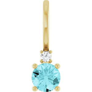 Natural Aquamarine and Diamond Charm Pendant in 14K Gold, Platinum & Sterling Silver