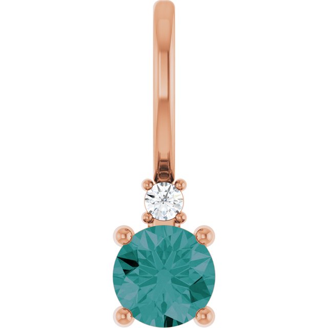 Natural Aquamarine and Diamond Charm Pendant in 14K Gold, Platinum & Sterling Silver
