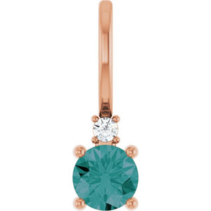 Natural Aquamarine and Diamond Charm Pendant in 14K Gold, Platinum & Sterling Silver