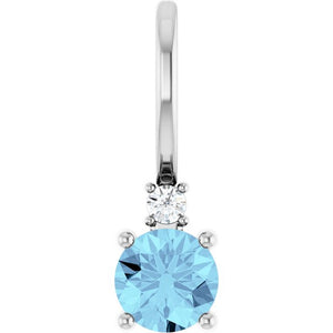 14K Gold Aquamarine and Diamond Charm Pendant
