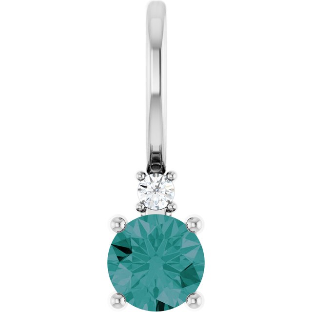 Lab-Grown Emerald and .015 Ct Natural Diamond Charm in 14K Gold, Silver & Platinum