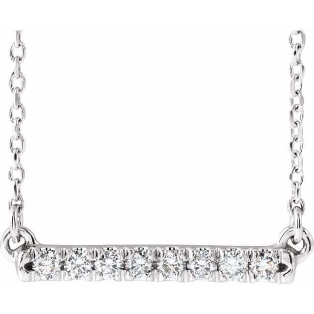 14K Yellow Gold 18" Lab-Grown Diamond French-Set Bar Necklace