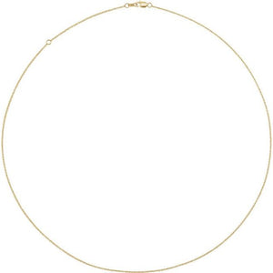 14K Yellow Gold 1 mm Adjustable Cable Chain Necklace 16-18