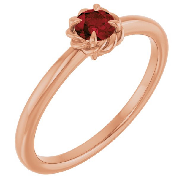 14K Gold Natural White Sapphire Claw-Prong Solitaire Rope Ring