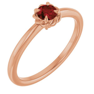 14K Gold Natural White Sapphire Claw-Prong Solitaire Rope Ring