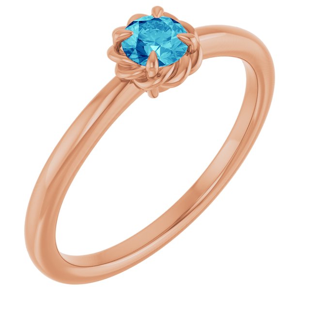 14K Gold Natural White Sapphire Claw-Prong Solitaire Rope Ring