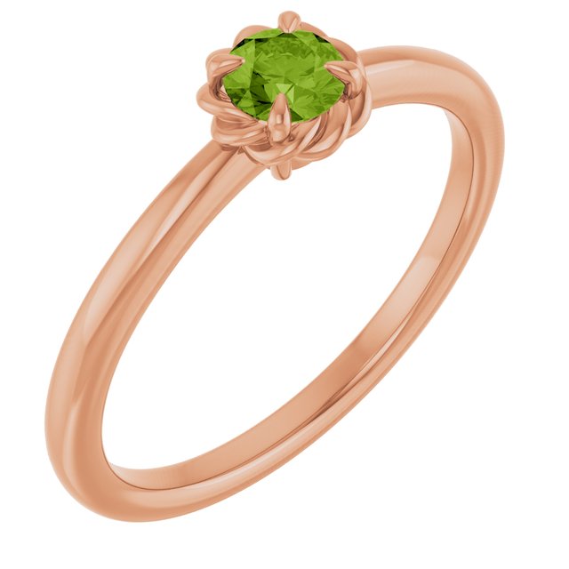 14K Gold Natural White Sapphire Claw-Prong Solitaire Rope Ring