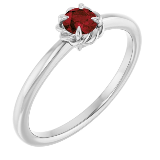 14K Gold Natural White Sapphire Claw-Prong Solitaire Rope Ring