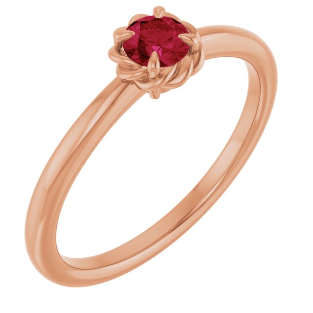 14K Gold Natural White Sapphire Claw-Prong Solitaire Rope Ring