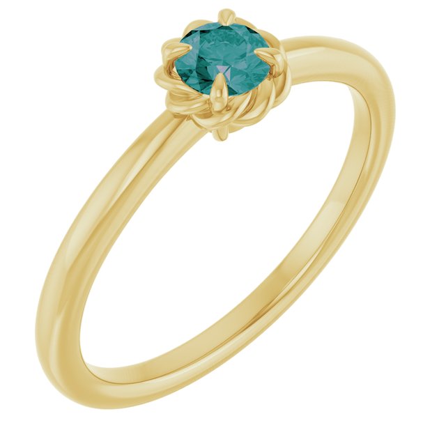 14K Gold Natural White Sapphire Claw-Prong Solitaire Rope Ring