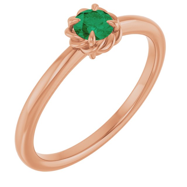 14K Gold Natural White Sapphire Claw-Prong Solitaire Rope Ring