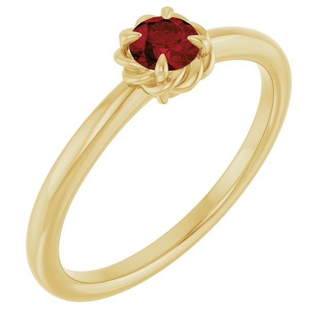 14K Gold Natural White Sapphire Claw-Prong Solitaire Rope Ring