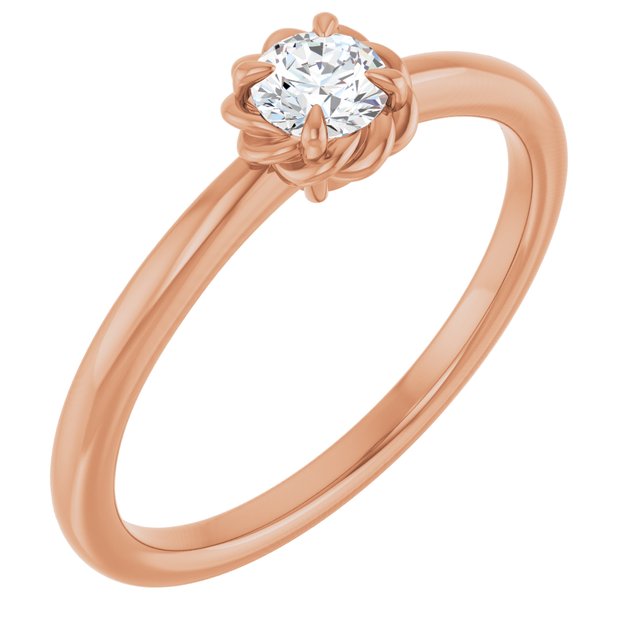 14K Gold Natural White Sapphire Claw-Prong Solitaire Rope Ring