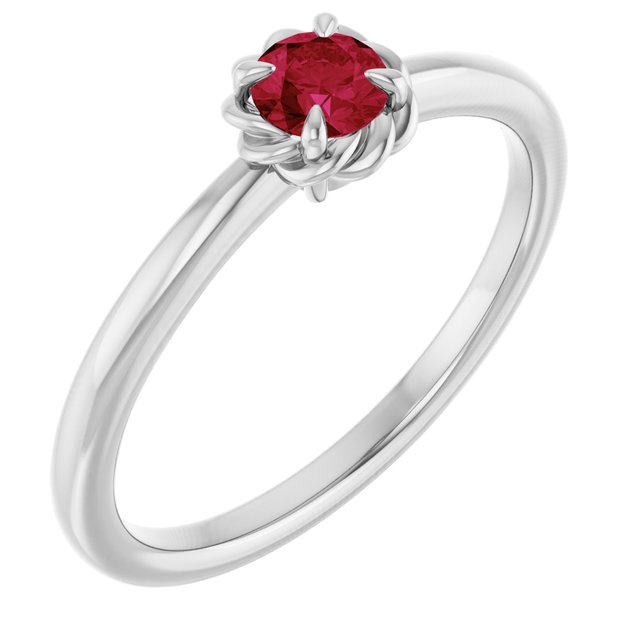 14K Gold Natural White Sapphire Claw-Prong Solitaire Rope Ring
