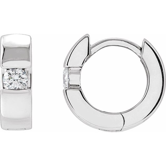 14K Gold Natural Diamond Hinged Huggie Earrings - Options Available