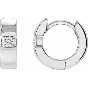 14K Gold Natural Diamond Hinged Huggie Earrings - Options Available
