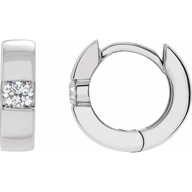 14K Gold Natural Diamond Hinged Huggie Earrings - Options Available