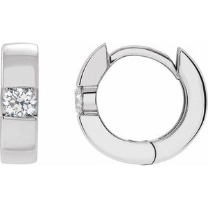 14K Gold Natural Diamond Hinged Huggie Earrings - Options Available