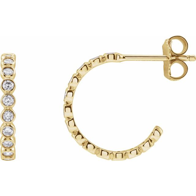 14K Gold Natural Diamond Hoop Earrings - Options Available