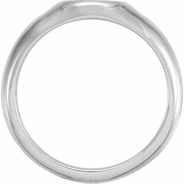 14K White  .06 CTW Natural Diamond 8.6 mm Round Signet Ring