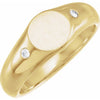 14K White  .06 CTW Natural Diamond 8.6 mm Round Signet Ring