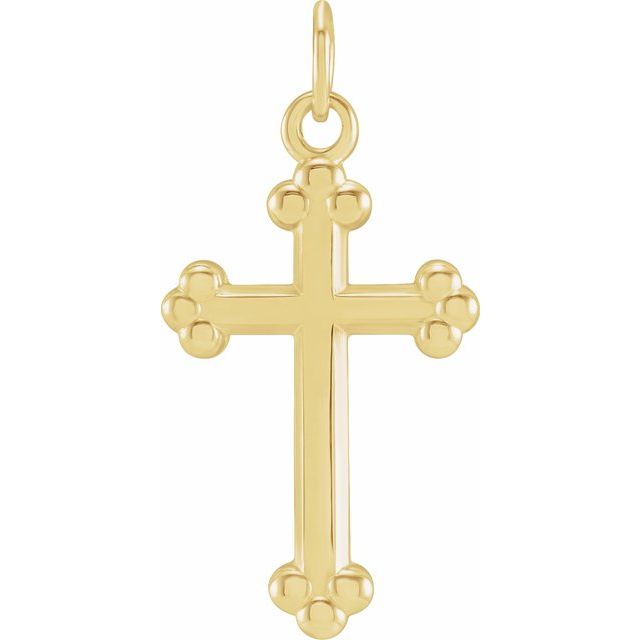 14K Yellow Gold Polished Cross Pendant - Faith & Devotion Symbol