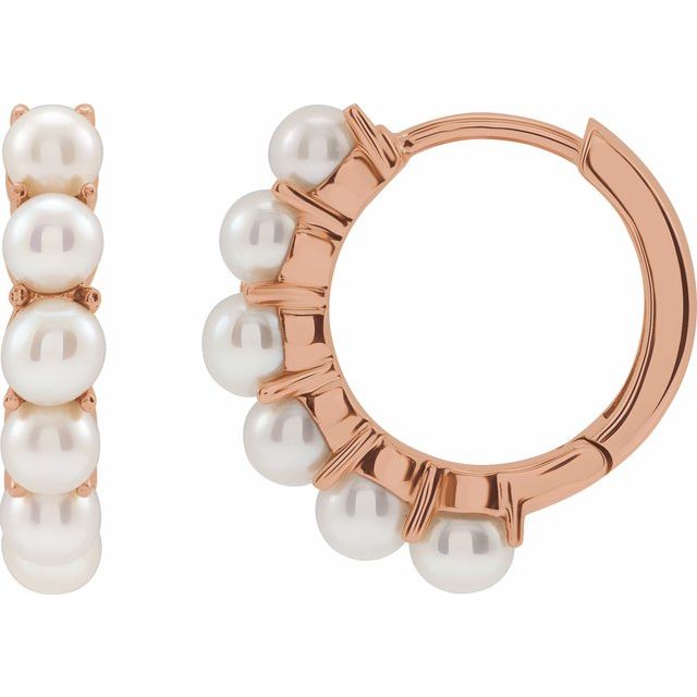 Cultured White Freshwater Pearl Hoop Earrings