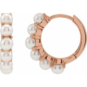 Cultured White Freshwater Pearl Hoop Earrings