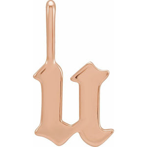 Gothic Initial Charm Pendant in 14K Gold with Multiple Design Options