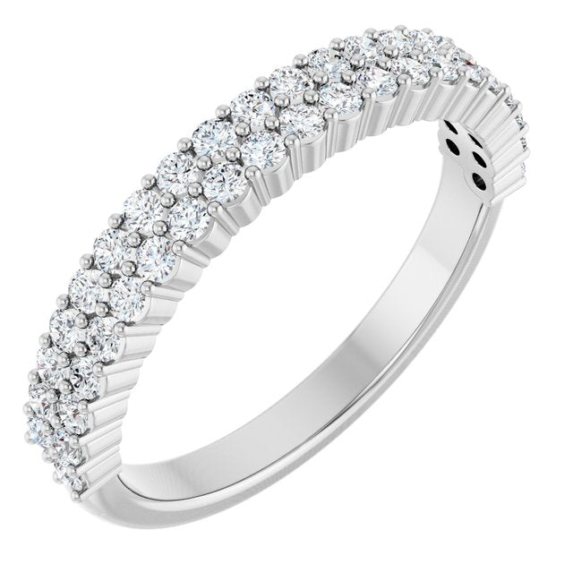 14K Gold & Platinum Lab-Grown Diamond Double Row Anniversary Band - Options Available