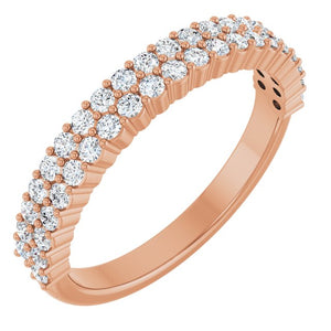 14K Gold & Platinum Natural Diamond Double Row Anniversary Band - Options Available