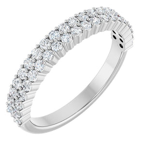 14K Gold & Platinum Natural Diamond Double Row Anniversary Band - Options Available