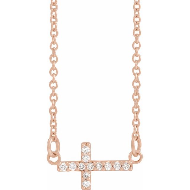 Platinum Diamond Sideways Cross Necklace - Options Available
