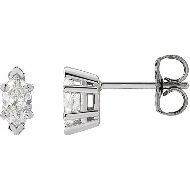 Platinum Natural Diamond V-End Earrings