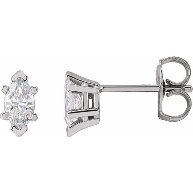 Platinum Natural Diamond V-End Earrings