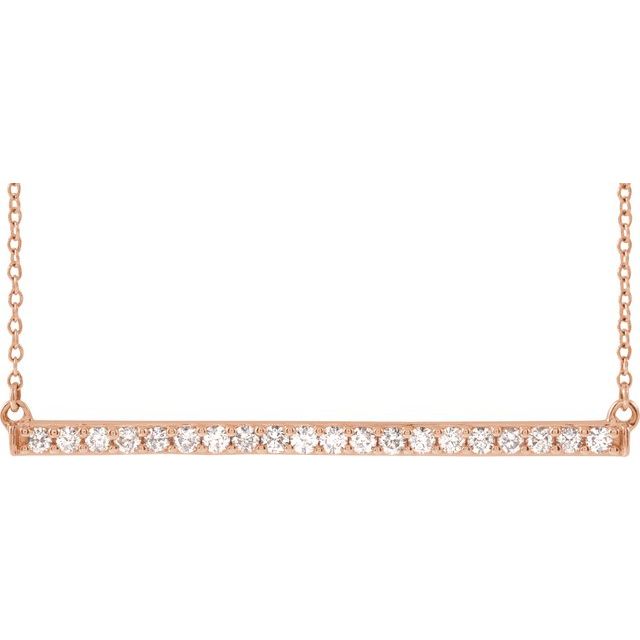 14K Yellow Gold 16-18" Natural Diamond Bar Necklace - Elegant Design