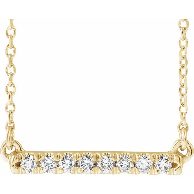 14K Yellow Gold 18" Lab-Grown Diamond French-Set Bar Necklace