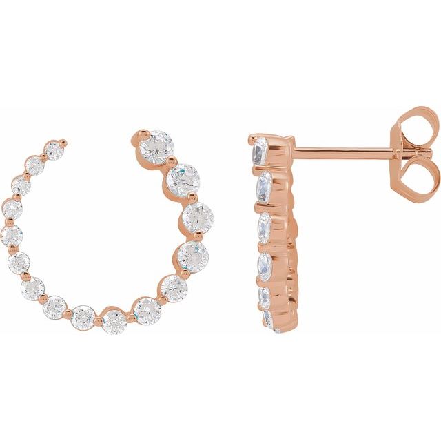 14K Gold Natural Diamond Front-Back Earrings