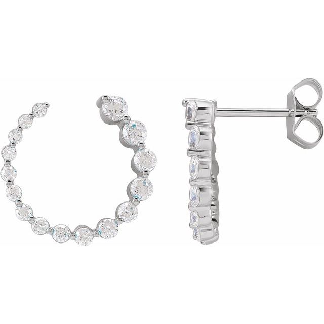 14K Gold Natural Diamond Front-Back Earrings