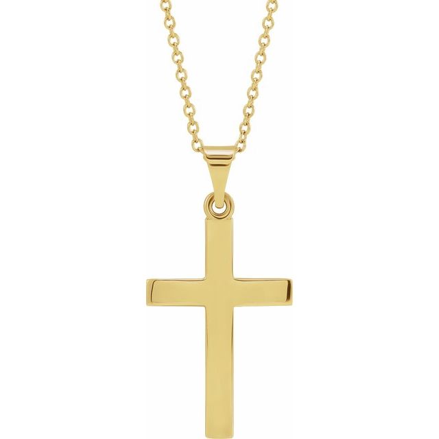 14K Rose Gold 15.23x7.38 mm Cross Necklace - Elegant Polished Design