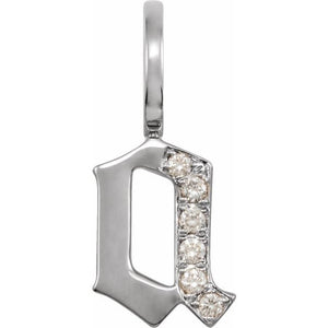 14K Gold Gothic Initial Charm/Pendant