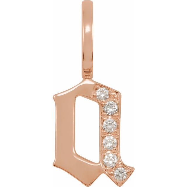 14K Gold Gothic Initial Charm/Pendant