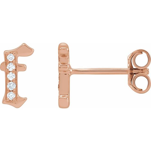0.025 CTW Natural Diamond Gothic Initial Earring in 14K Gold