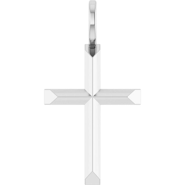 Platinum Knife-Edge Cross Necklace - Elegant Faith-Inspired Design