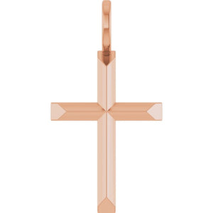 Knife Edge Cross Pendant in 14K Gold & Platinum