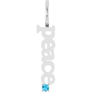 14K Gold Natural Aquamarine Peace Charm Pendant